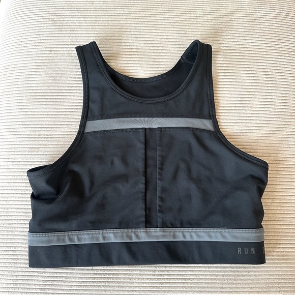 Nike Drifit Swoosh Run Divisions Medium support Sports Bra DD1101-010 Black Grey - Picture 4 of 13